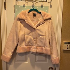 Kenzie faux suede fur blush pink coat